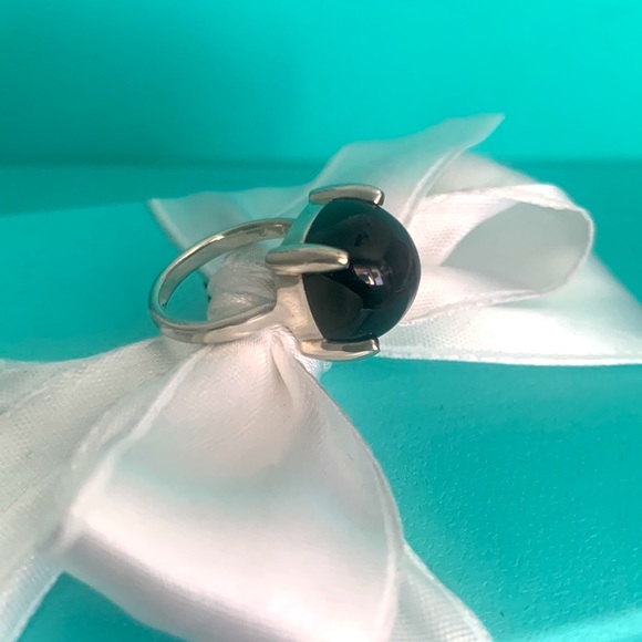 Tiffany & Co Large Sugar Stack Ring Black Onyx Paloma Picasso Stone  12mm size 5 - Picture 4 of 14